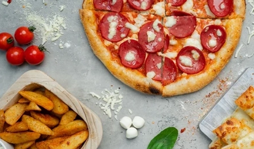 2x12” Pizzas | Potato Wedges | Large Bottle Of Drink