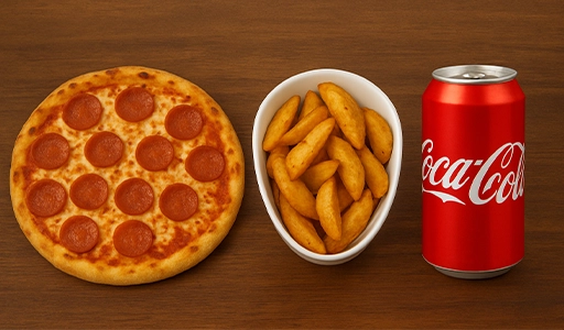 12” Pizza | Potato Wedges & Can Of Drink